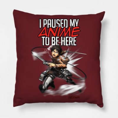 I Paused My Anime To Be Here Design Eren Of Attack Throw Pillow Official Attack On Titan Merch