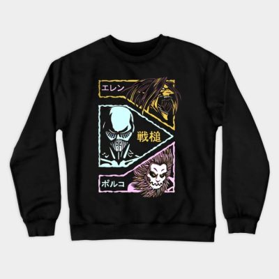 Attack On Titan Founding Titan Jaw Titan And War H Crewneck Sweatshirt Official Attack On Titan Merch