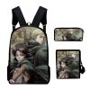 Cartoon Popular Cool Attack on Titan 3pcs Set Backpack 3D Print School Student Bookbag Laptop Daypack - AOT Merch