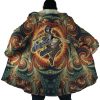 Trippy Mikasa Ackerman Attack on Titan AOP Hooded Cloak Coat NO HOOD Mockup - AOT Merch