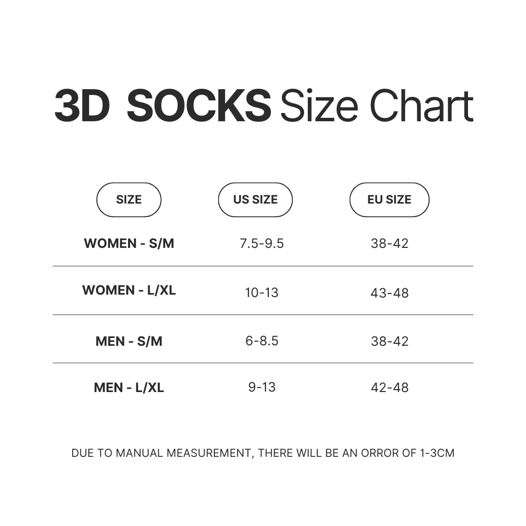 3D Socks Size Chart - AOT Merch