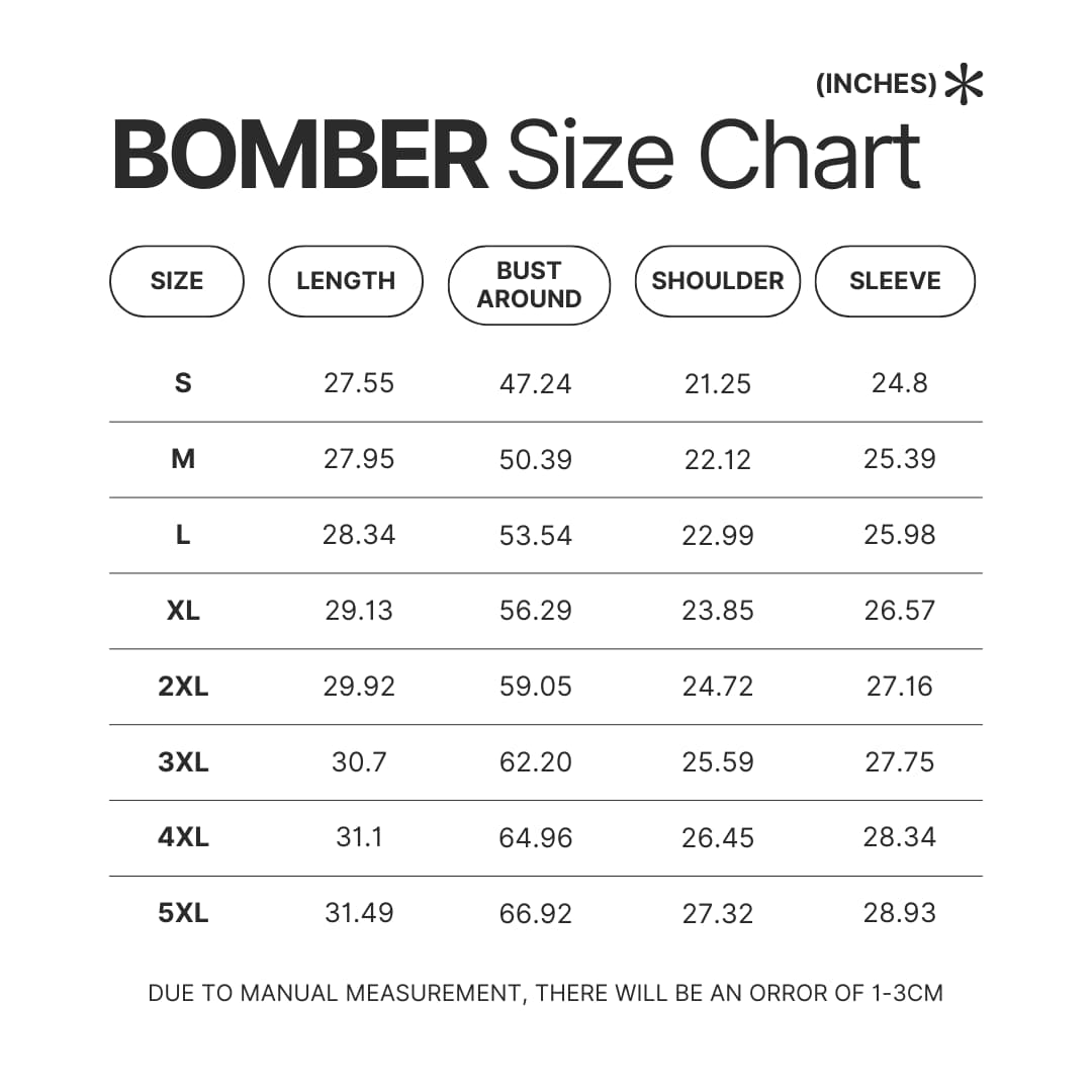 Bomber Size Chart - AOT Merch