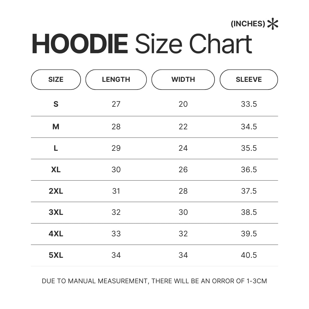 Hoodie Size Chart - AOT Merch