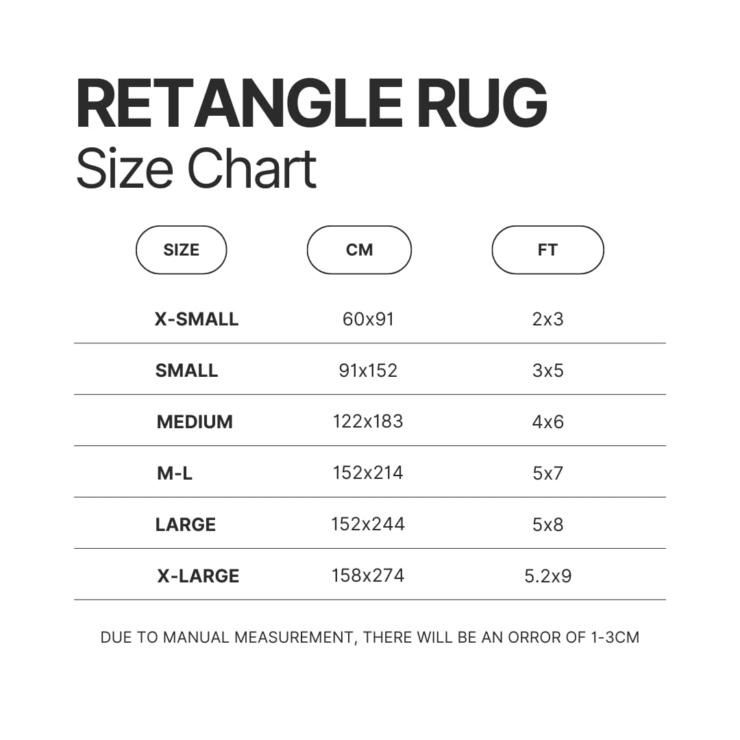 Retangle Rug Size Chart - AOT Merch