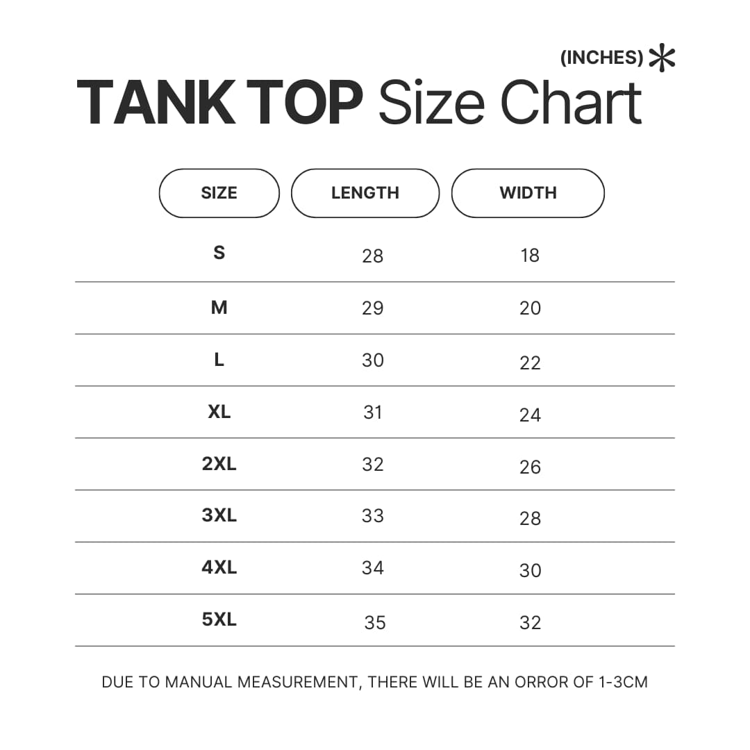 Tank Top Size Chart - AOT Merch