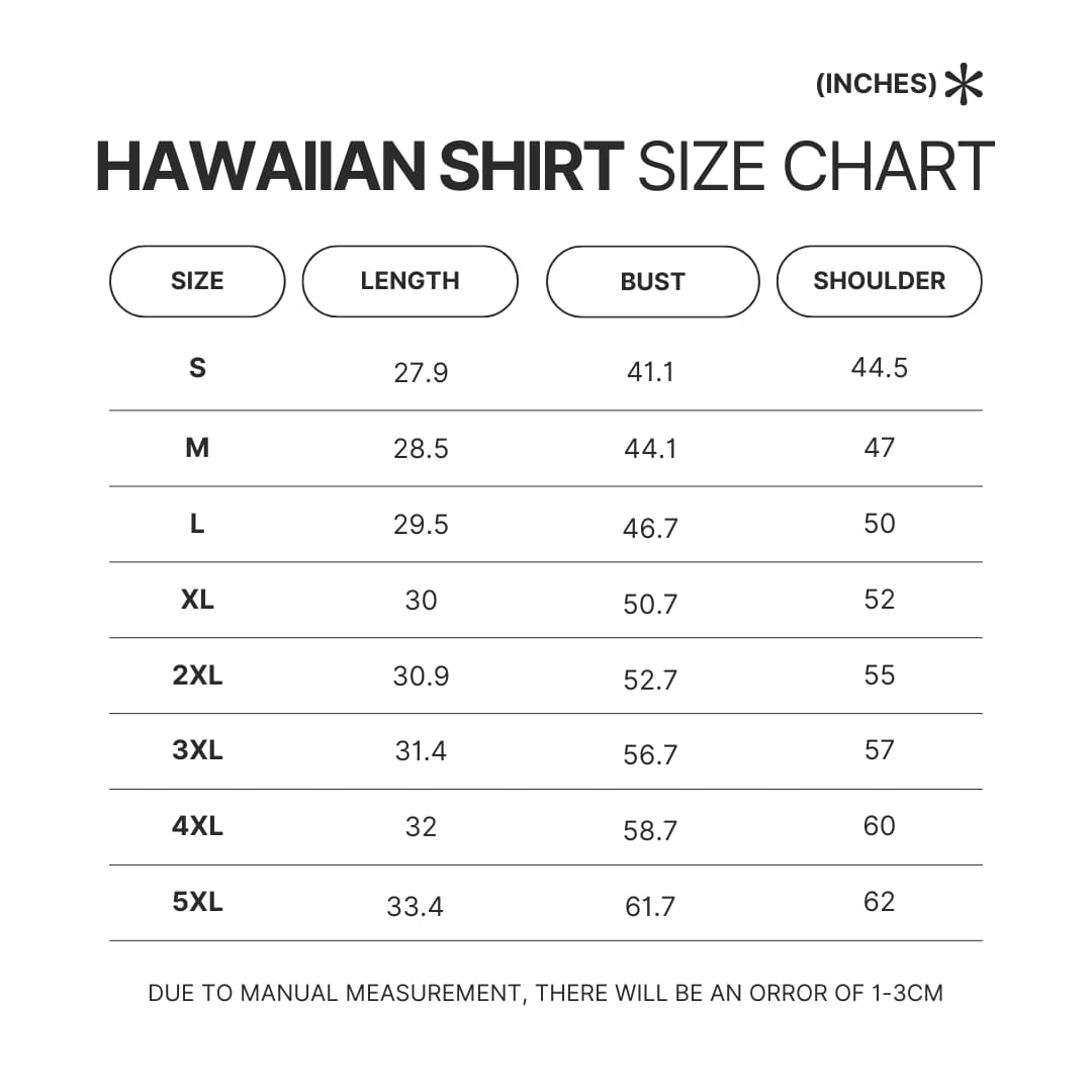 Hawaiian Shirt Size Chart - AOT Merch